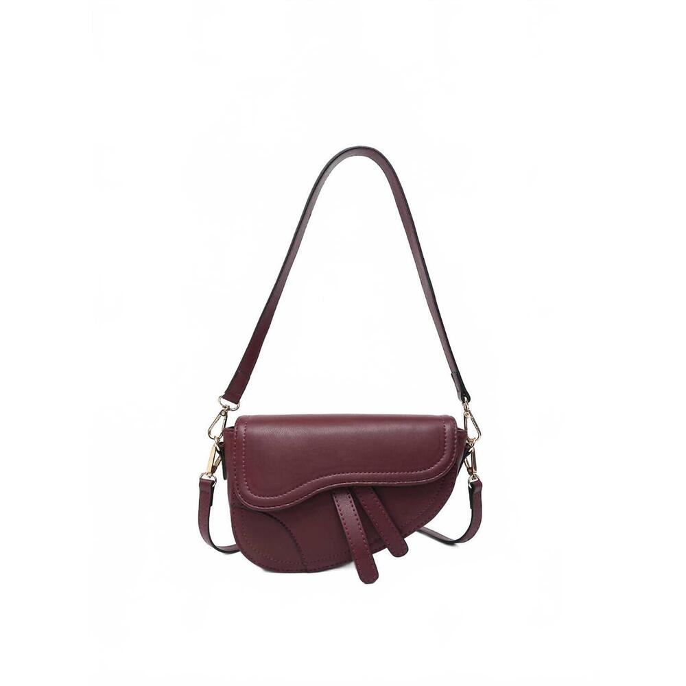 NEW JEN & CO. women's marisol asymmetrical saddle bag in merlot